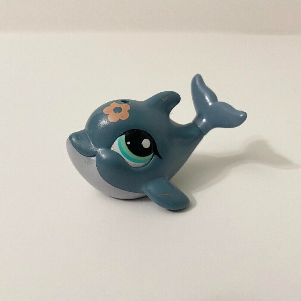 Littlest Pet Shop 1603 Blue Dolphin Pink Flower Whale Fish LPS